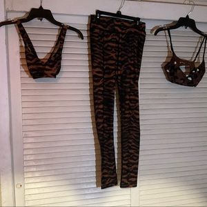 The Upside tiger set with leopard/cheetah print sports bra.